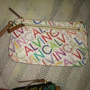 Calvin Klein two-zippered wristlet
